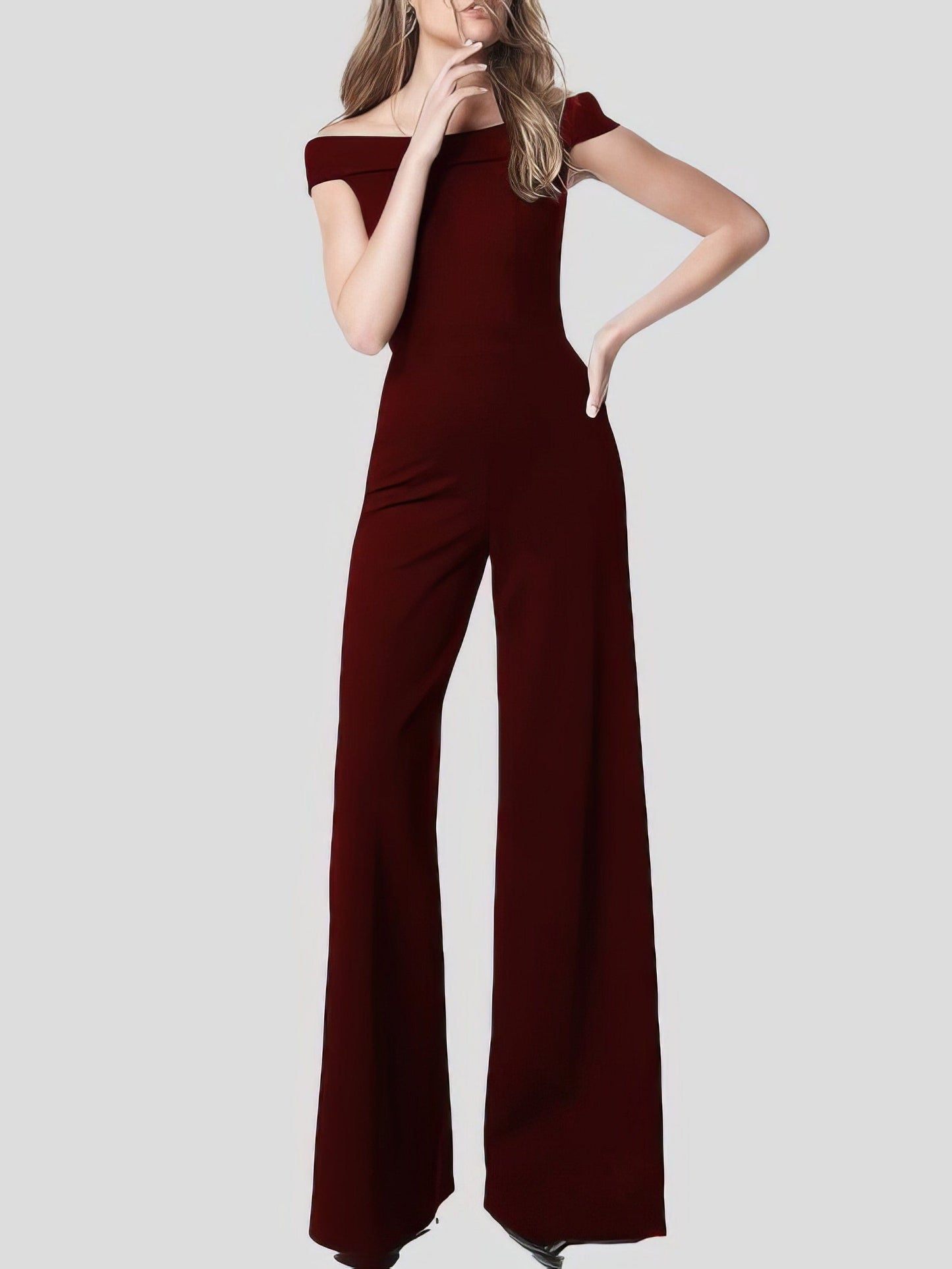 Elegant One Line Collar Chic Jumpsuit