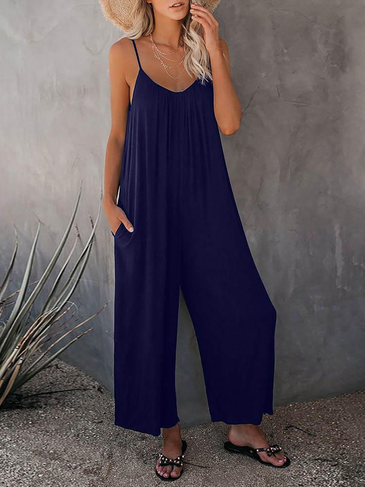 Fashionable Loose Fit Wide Leg Jumpsuit