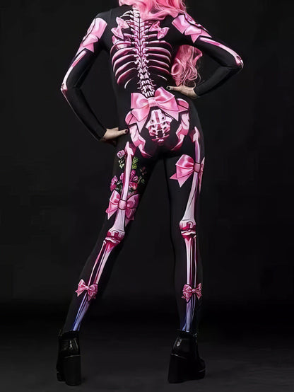 MsDressly® Halloween Skull Skeleton Print Jumpsuit for Spooky Season