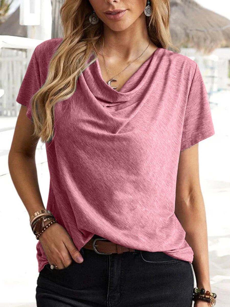 T-Shirts - Solid Casual Fashion Short-Sleeved T-Shirt - MsDressly