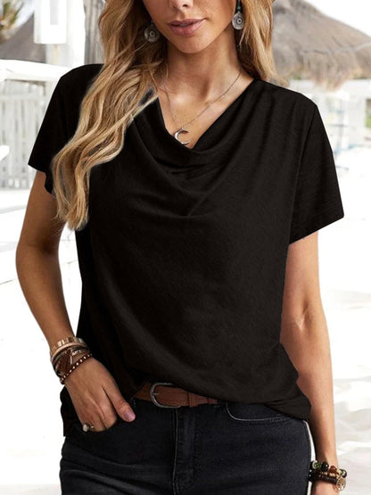 T-Shirts - Solid Casual Fashion Short-Sleeved T-Shirt - MsDressly