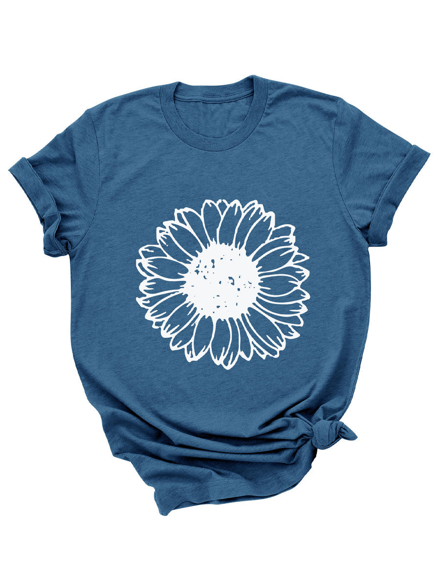 T-Shirts - Sunflower Cute Flower Graphic LooseCrew Neck Short Sleeve Casual T-Shirt - MsDressly