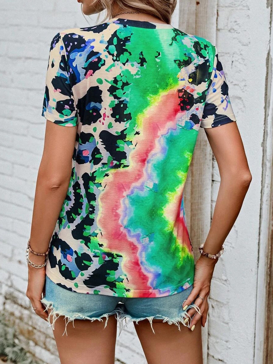 T-Shirts - Fashion Painted Printing Round Neck Short Sleeve T-Shirt - MsDressly