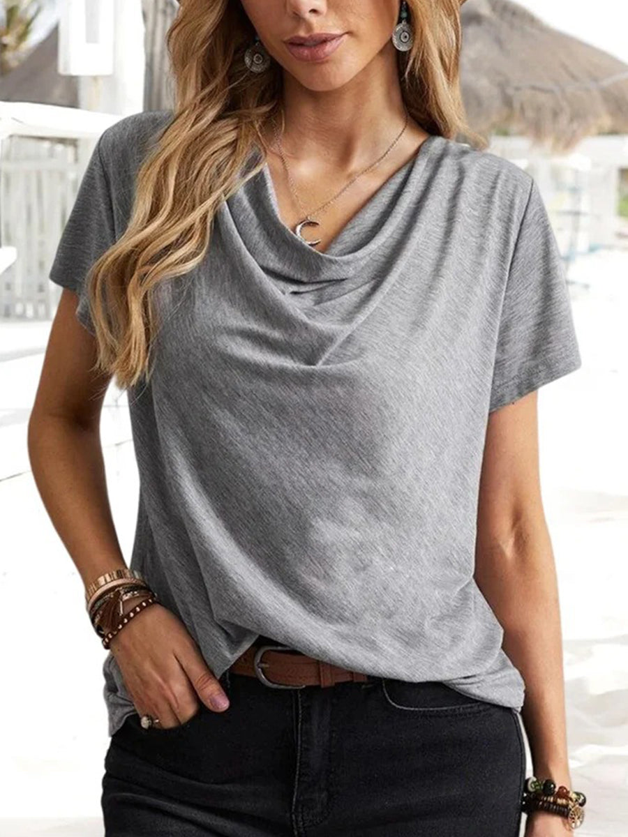 T-Shirts - Solid Casual Fashion Short-Sleeved T-Shirt - MsDressly