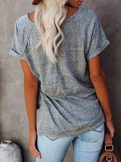 Round Neck Solid Loose Short Sleeve T-shirt