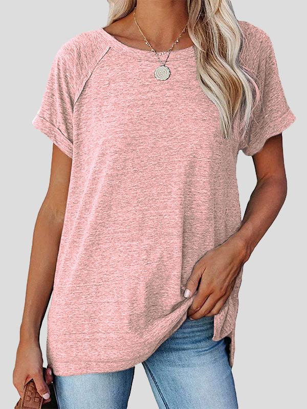 Round Neck Solid Loose Short Sleeve T-shirt