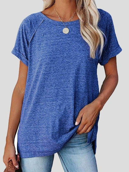 Round Neck Solid Loose Short Sleeve T-shirt