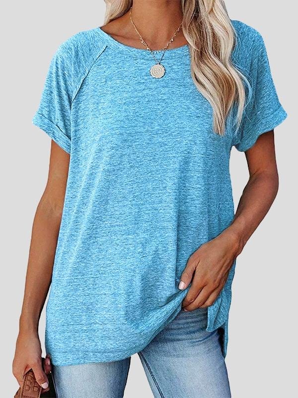 Round Neck Solid Loose Short Sleeve T-shirt