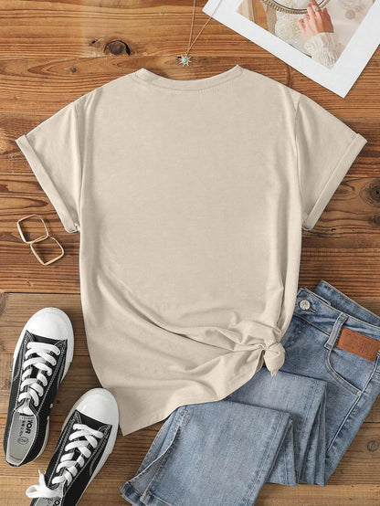 'Journey Through The Supernatural Realm'  Print T-shirt Short Sleeve Crew Neck Casual Top For Summer & Spring Women's Clothing