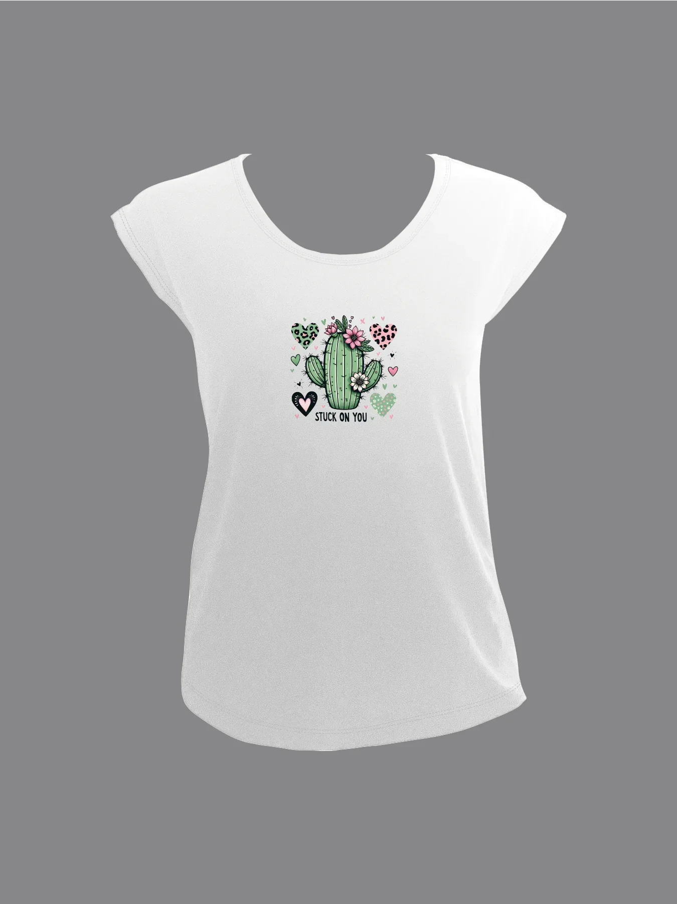 Adorable Cactus With Hearts And Flowers Print Tank Top Sleeveless Casual Top For Summer & Spring Women's Clothing