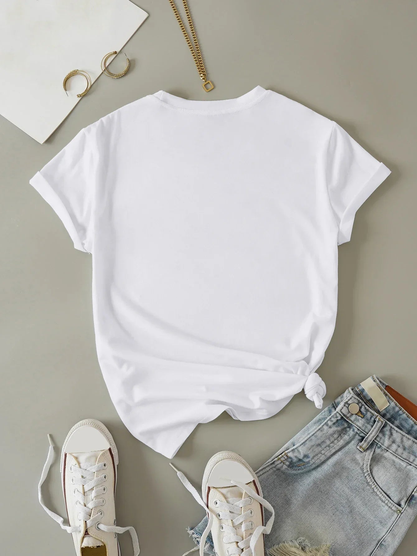 Women's Retro Line Letters and Love Print T-shirt,Short Sleeve,Crew Neck, Casual Top for Summer & Spring,Valentine's Day Clothes