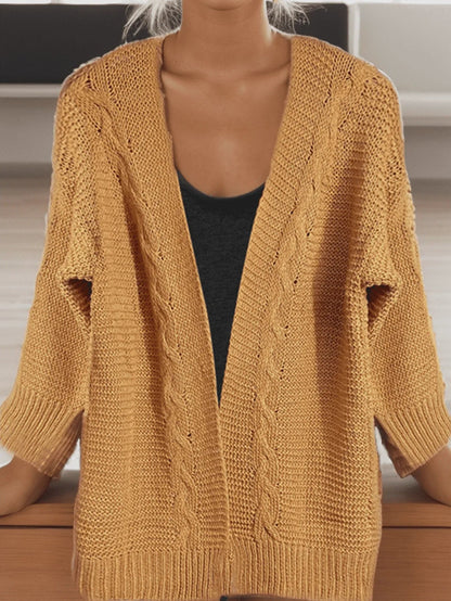 Twist Knit Cardigan, Loose, Solid, Casual