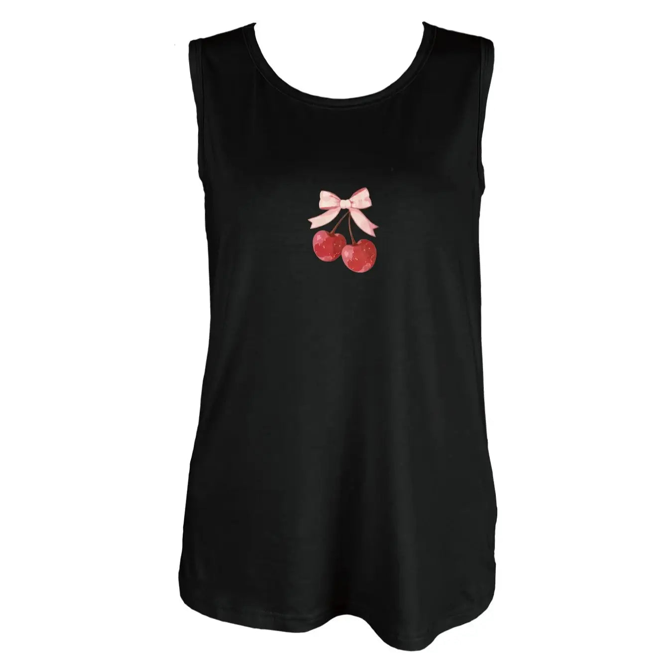 Adorable Cherry And Bow Design Print Tank Top Sleeveless Casual Top For Summer & Spring Women's Clothing