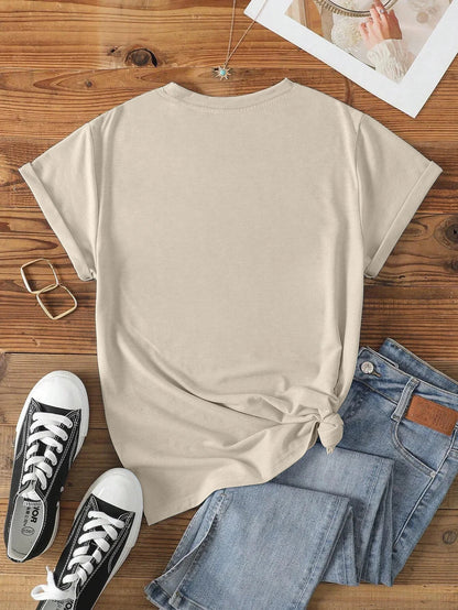 Women's short sleeve T-shirt, crew neck, casual top for summer and spring, summer and spring