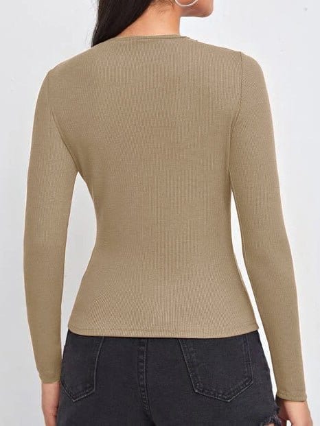 Versatile Cotton Long Sleeve Tee with Round Neck