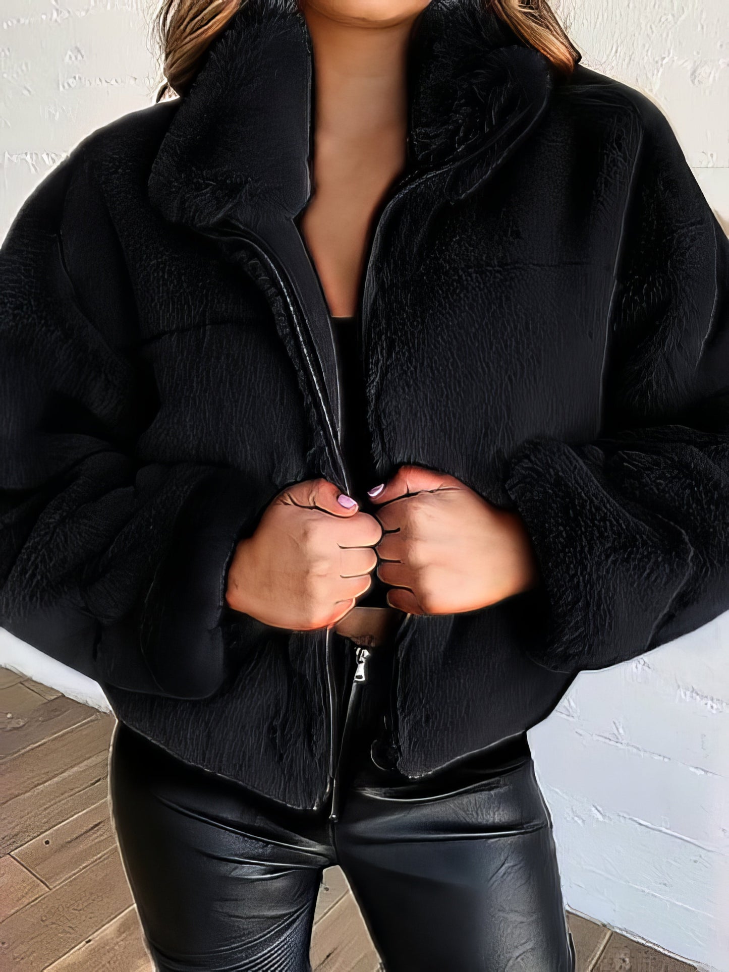 Coats - Faux Fur Zip Cardigan Plush Coat - MsDressly