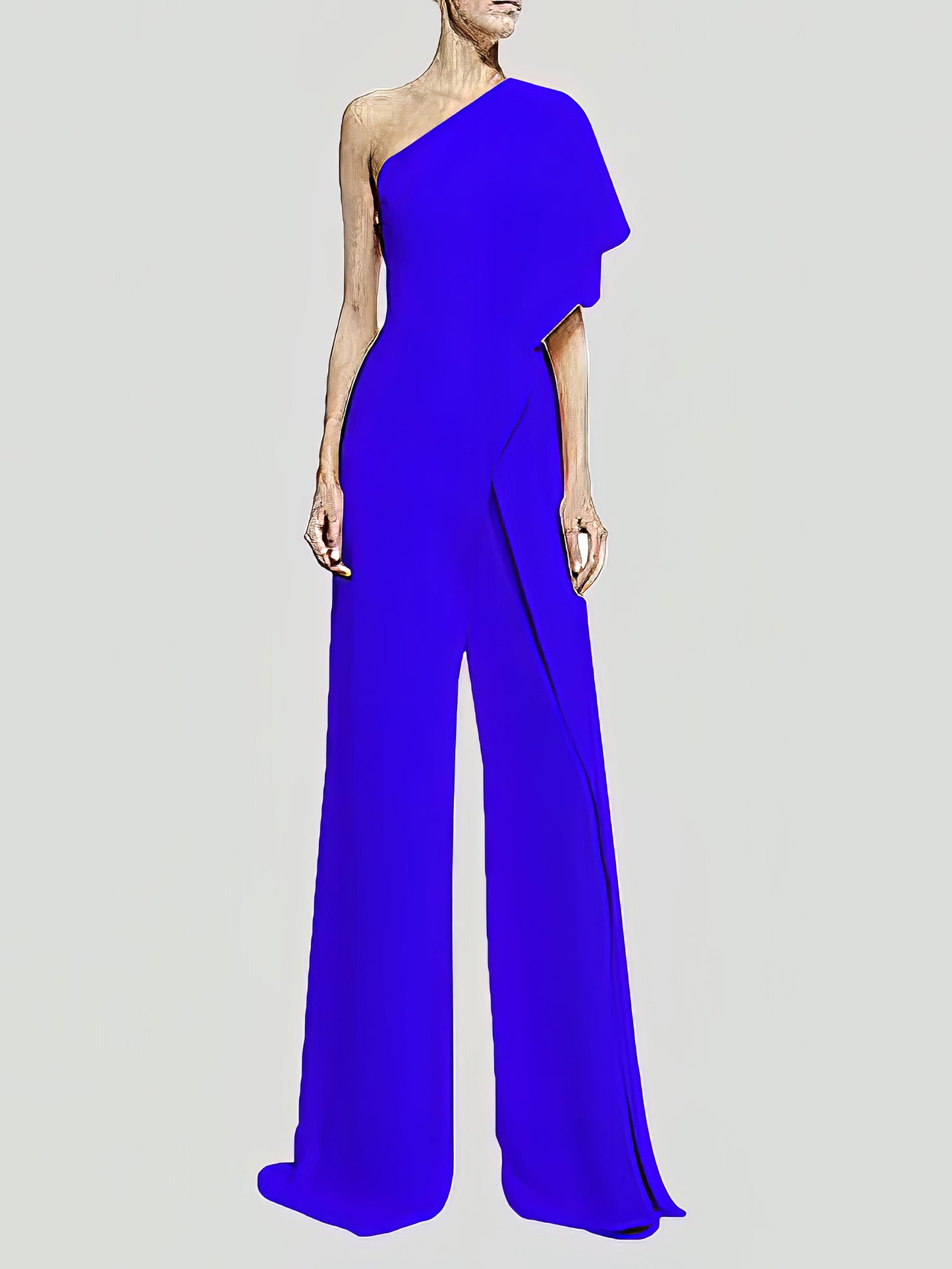 Jumpsuits - Solid One Shoulder Wide Leg Jumpsuit - MsDressly