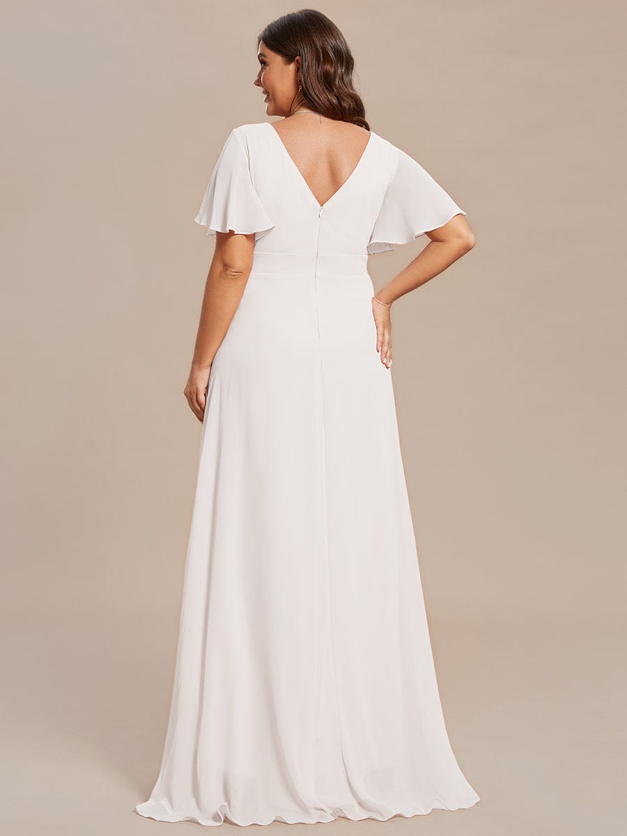 A-Line Chiffon Bridesmaid Dress with High-Low Ruffles in V-Neck Style