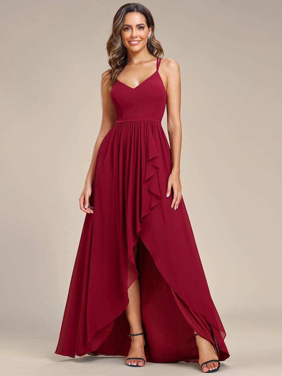 A-Line Chiffon Bridesmaid Gown with Ruffle Detail