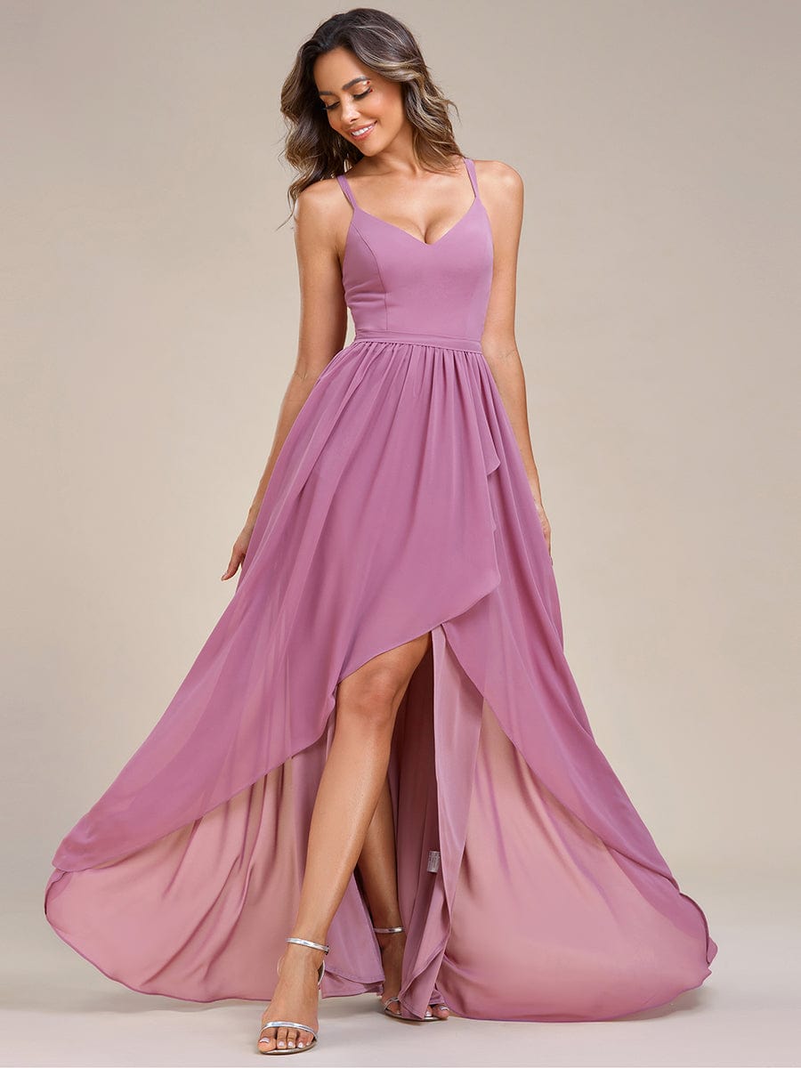 A-Line Chiffon Bridesmaid Gown with Ruffle Detail