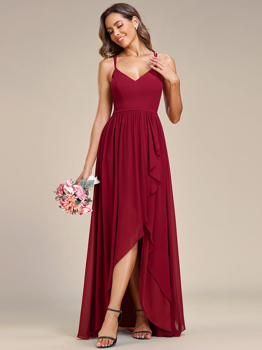 A-Line Chiffon Bridesmaid Gown with Ruffle Detail