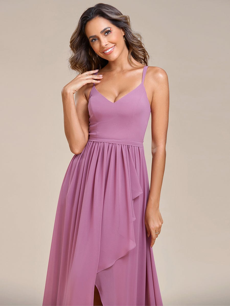 A-Line Chiffon Bridesmaid Gown with Ruffle Detail