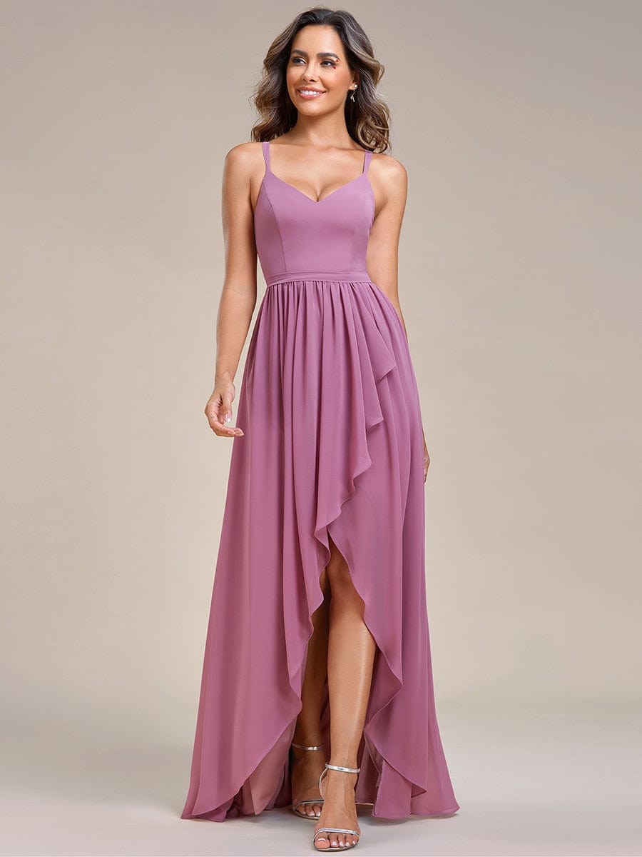 A-Line Chiffon Bridesmaid Gown with Ruffle Detail