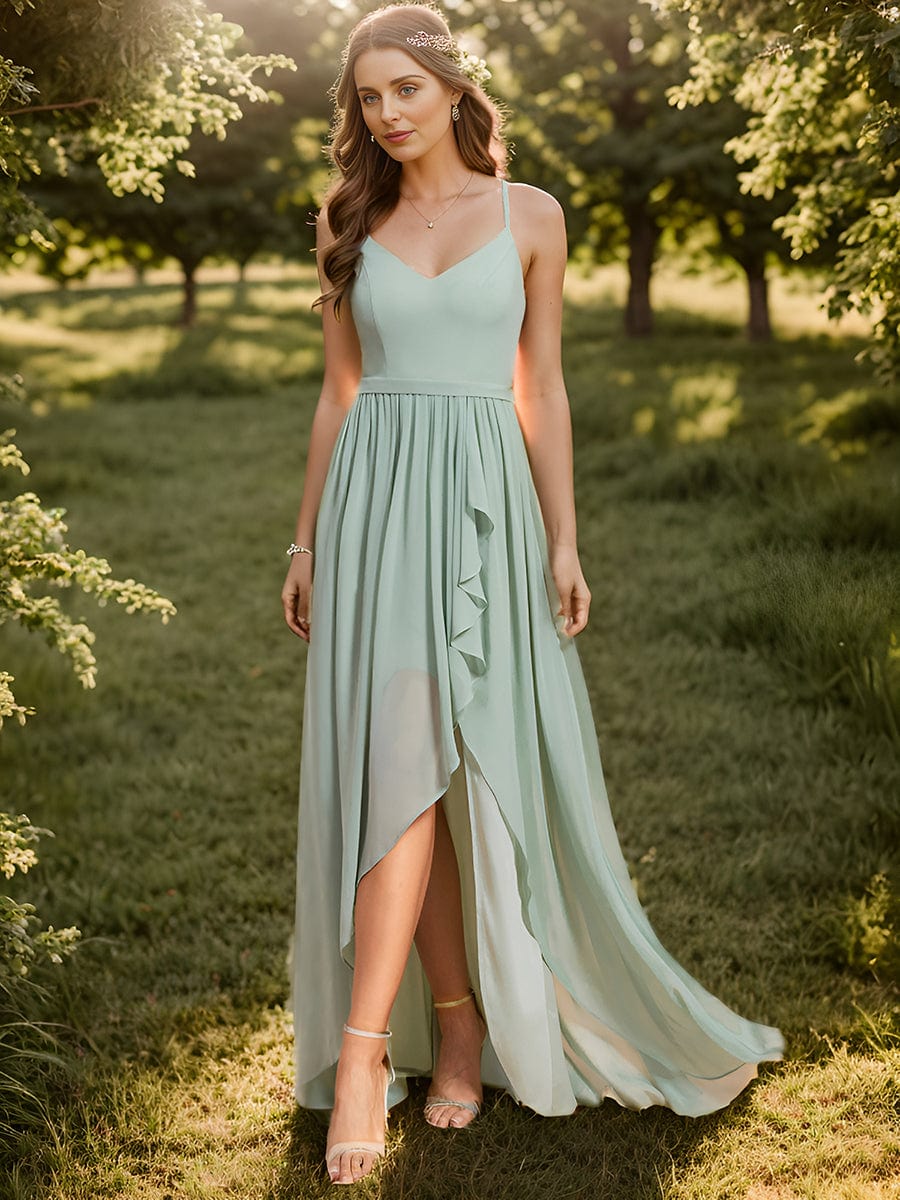 A-Line Chiffon Bridesmaid Gown with Ruffle Detail