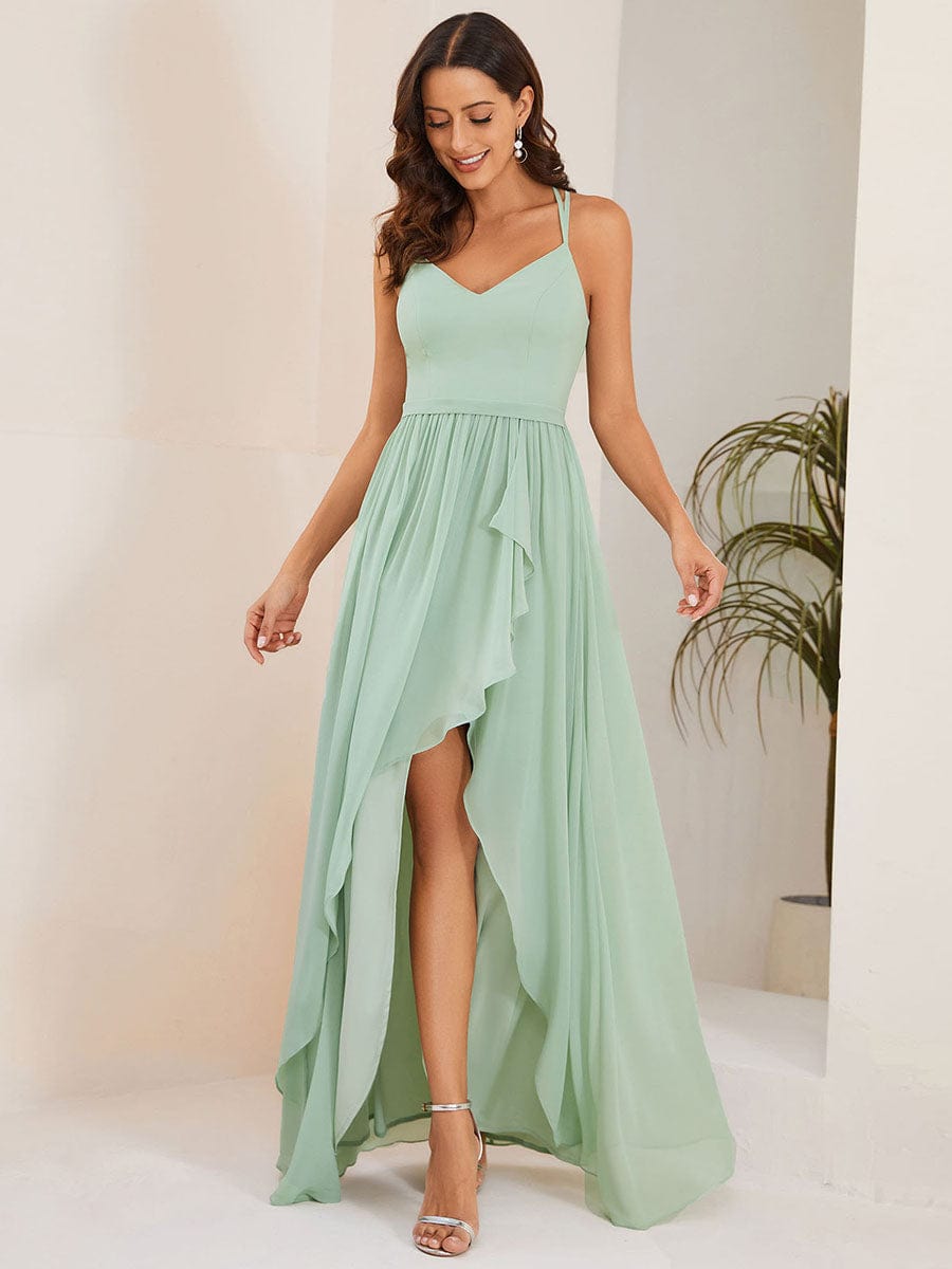 A-Line Chiffon Bridesmaid Gown with Ruffle Detail