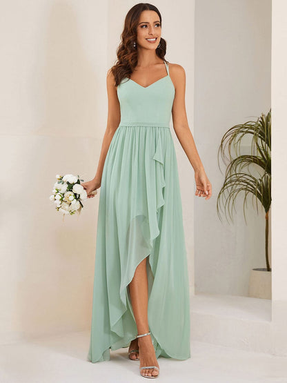 A-Line Chiffon Bridesmaid Gown with Ruffle Detail