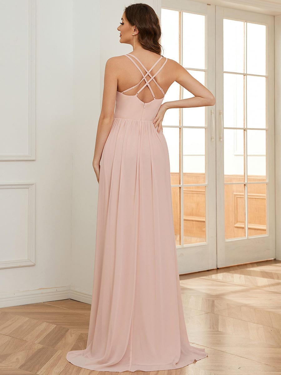 A-Line Chiffon Bridesmaid Gown with Ruffle Detail