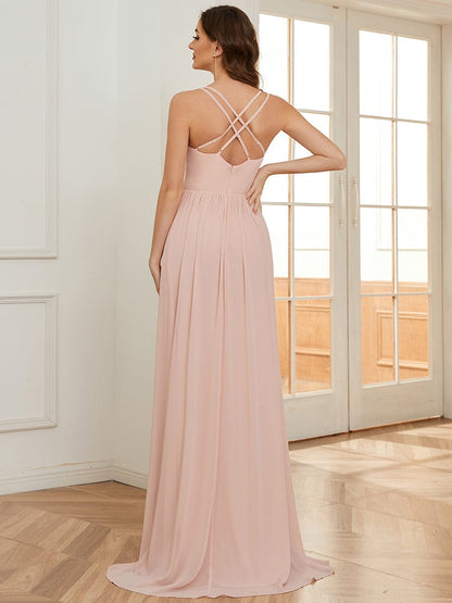 A-Line Chiffon Bridesmaid Gown with Ruffle Detail