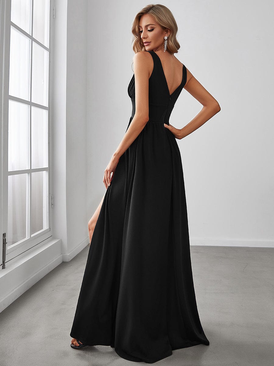 A Line Sleeveless Bridesmaid Dresses with Deep V Neck - Elegant and Stylish