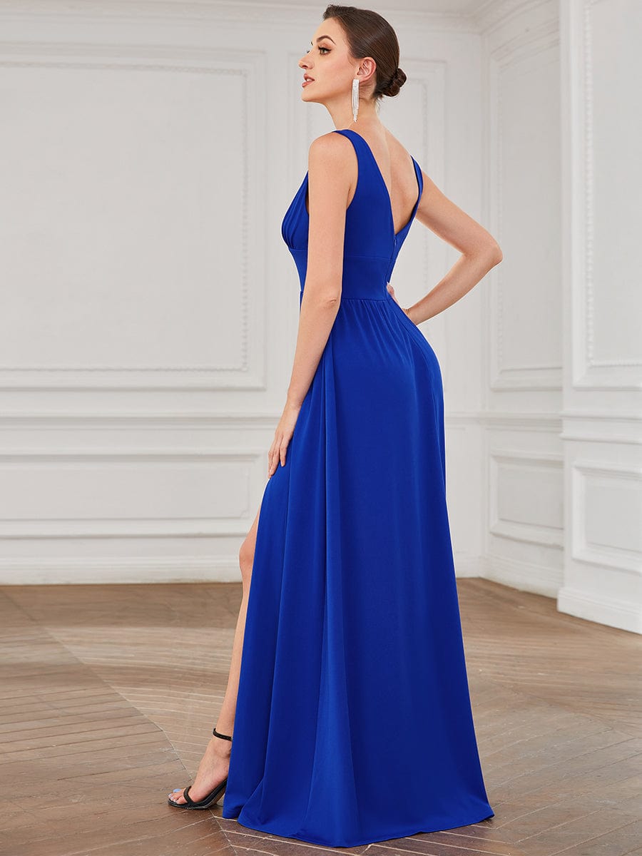 A Line Sleeveless Bridesmaid Dresses with Deep V Neck - Elegant and Stylish