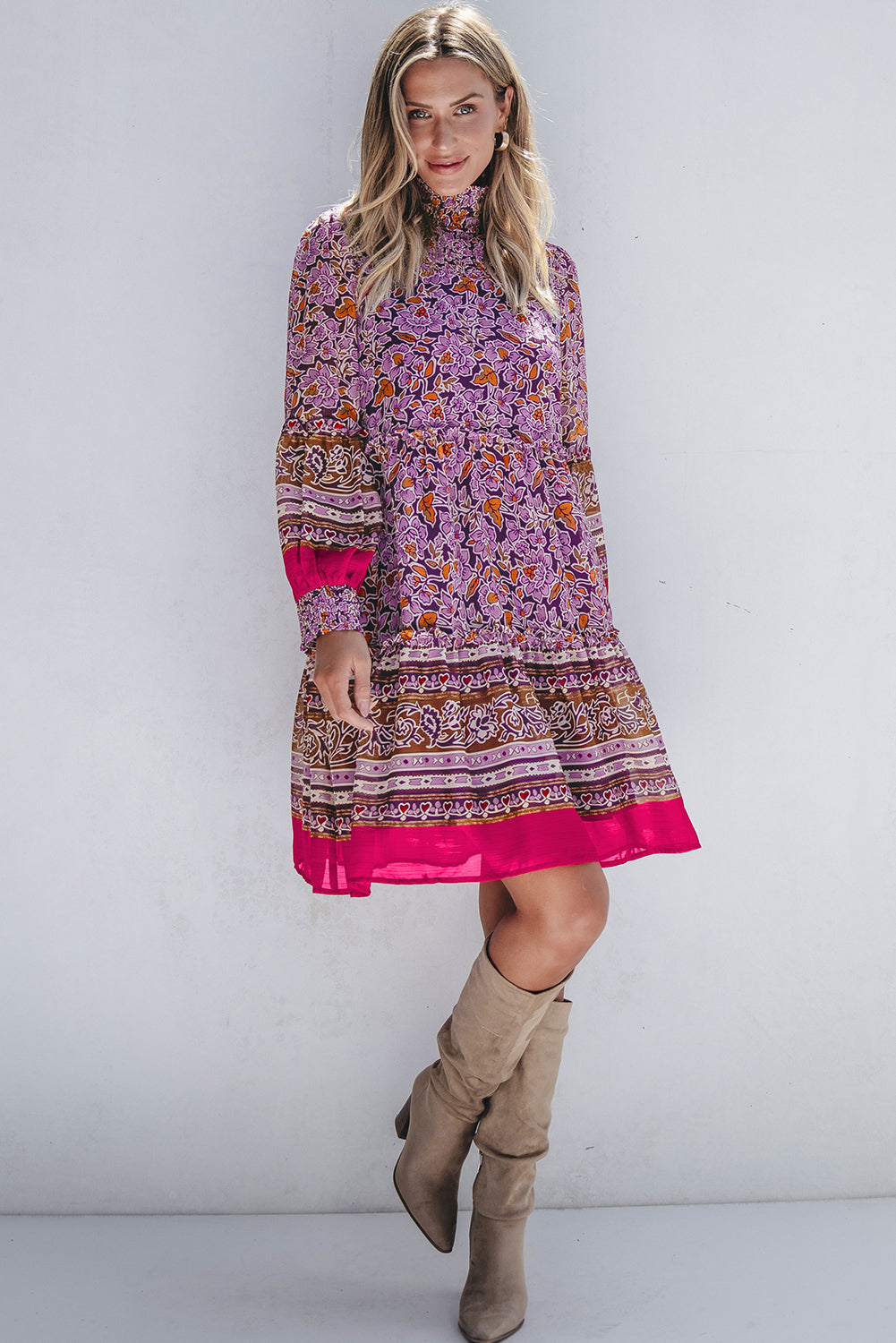 puff sleeve floral dress