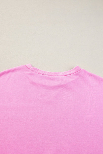 Pink Candy Colorblock French Terry Top