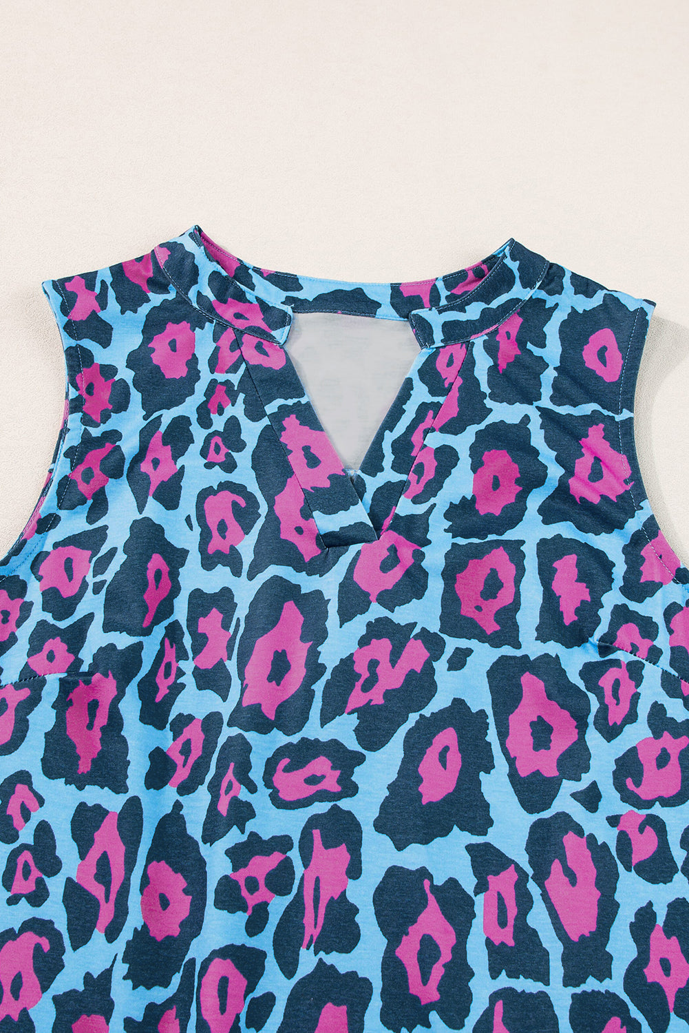 Rose Abstract Printed Notched Neck Tank Top