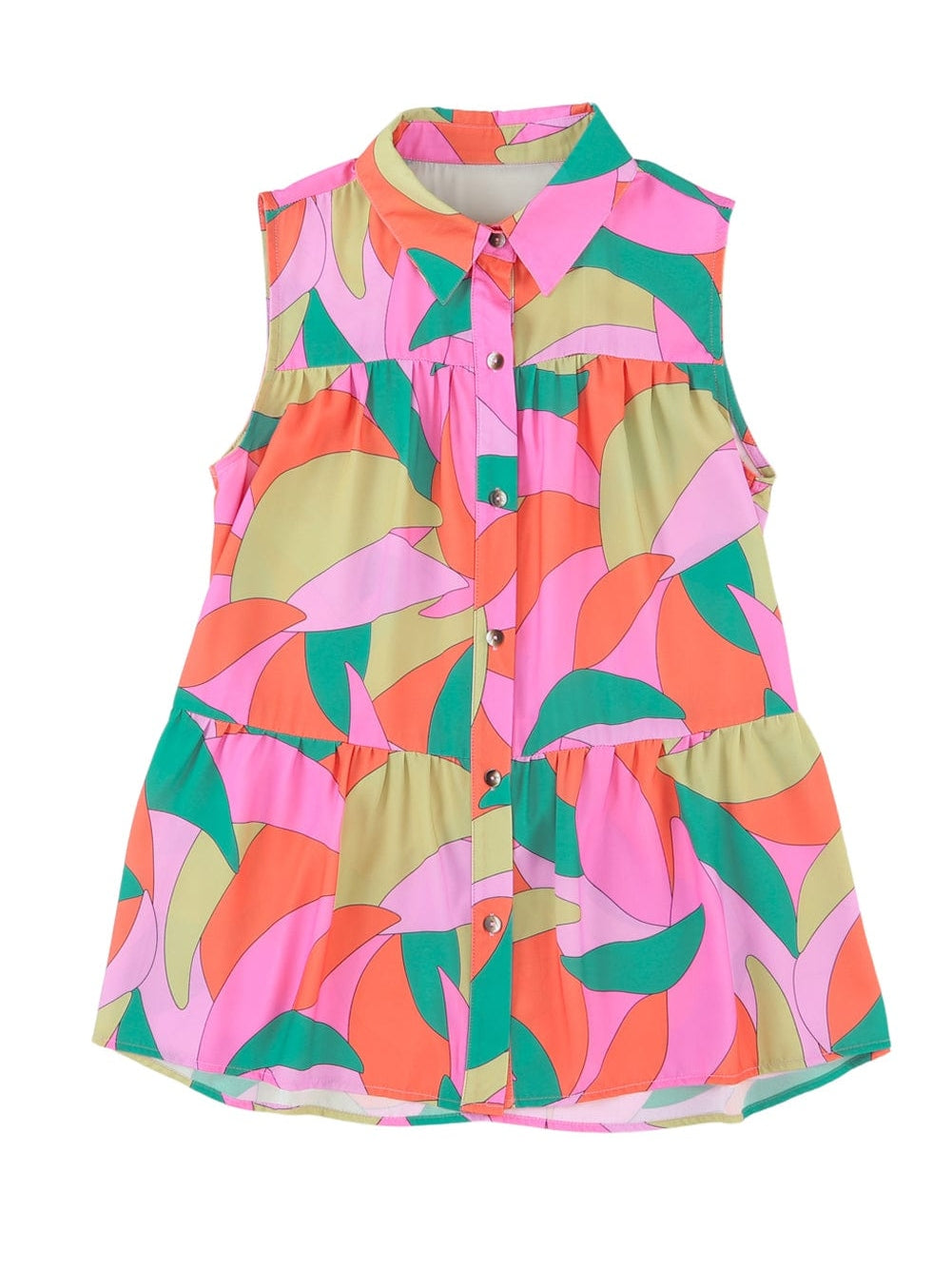 Abstract Shift Style Multicolor Sleeveless Shirt