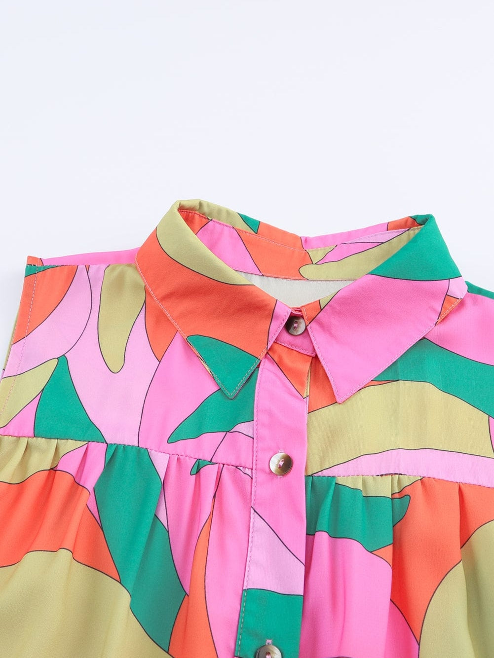 Abstract Shift Style Multicolor Sleeveless Shirt