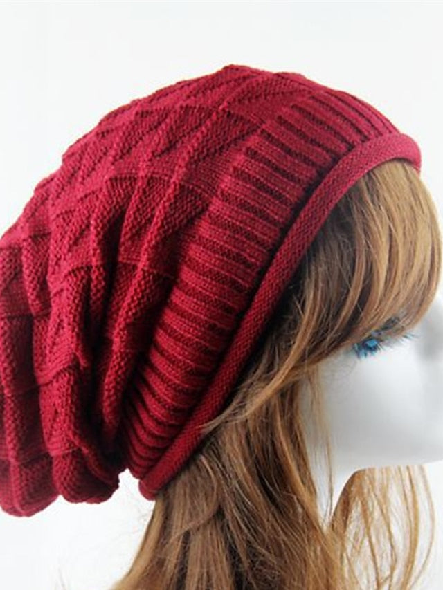 Women's Hat Beanie / Slouchy Black Purple Wine Outdoor Home Street Knitted Pure Color Portable Windproof Comfort - LuckyFash™