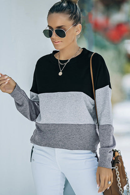 Color Matching Loose Versatile Round Neck T-Shirt