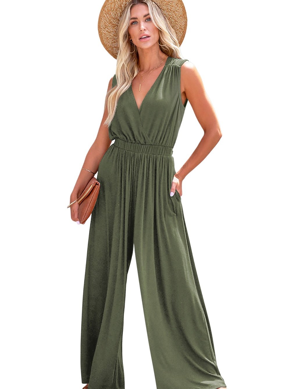 Solid One Shoulder Wide Leg Jumpsuit