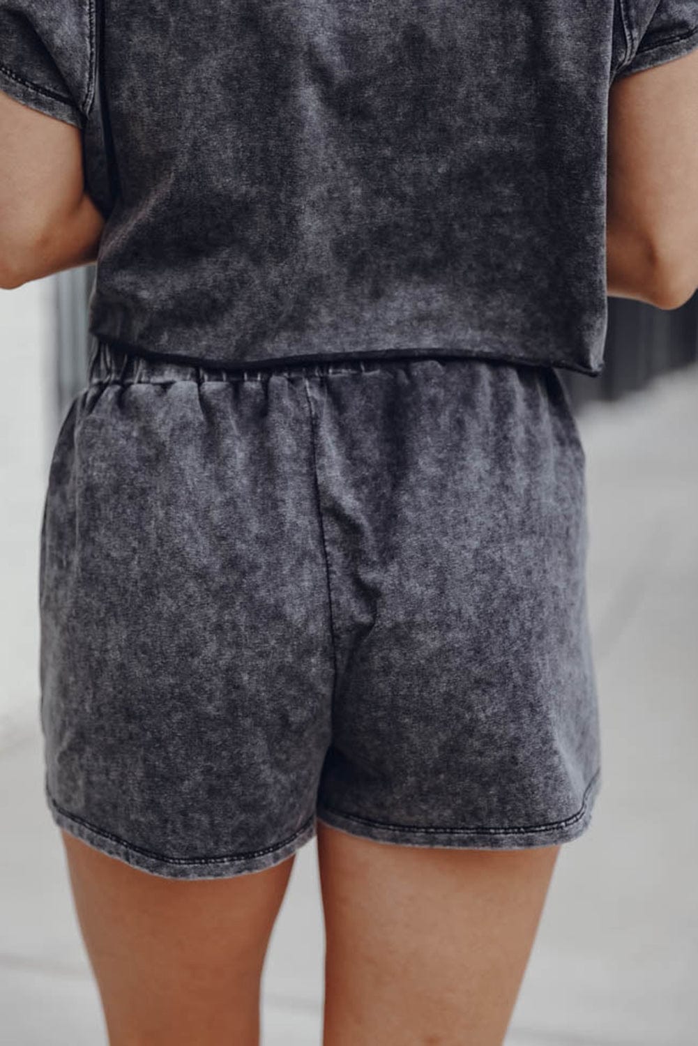 Acid Washed Black Lounge Ensemble with Shorts