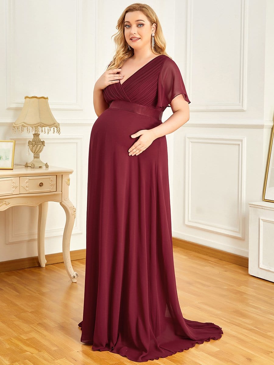 Adorable Deep V-neck Wholesale Maternity Dress for Plus Size Women