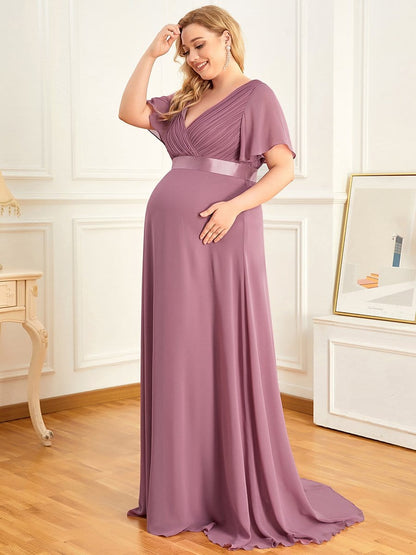 Adorable Deep V-neck Wholesale Maternity Dress for Plus Size Women