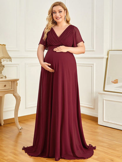 Adorable Deep V-neck Wholesale Maternity Dress for Plus Size Women