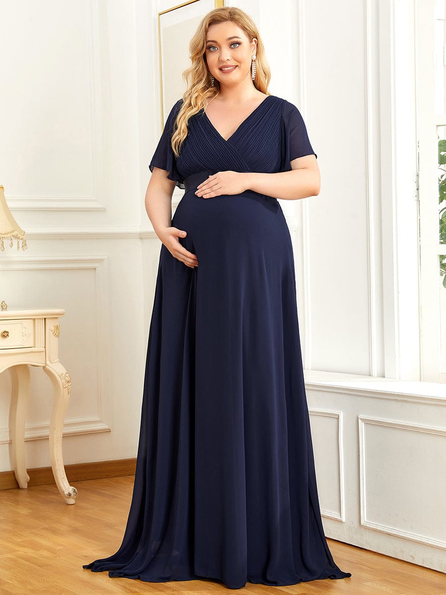 Adorable Deep V-neck Wholesale Maternity Dress for Plus Size Women