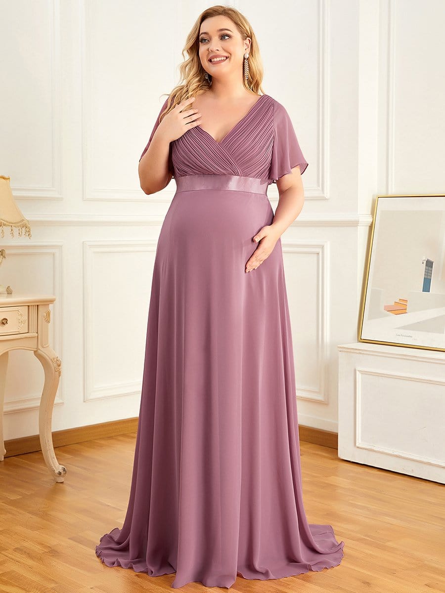 Adorable Deep V-neck Wholesale Maternity Dress for Plus Size Women