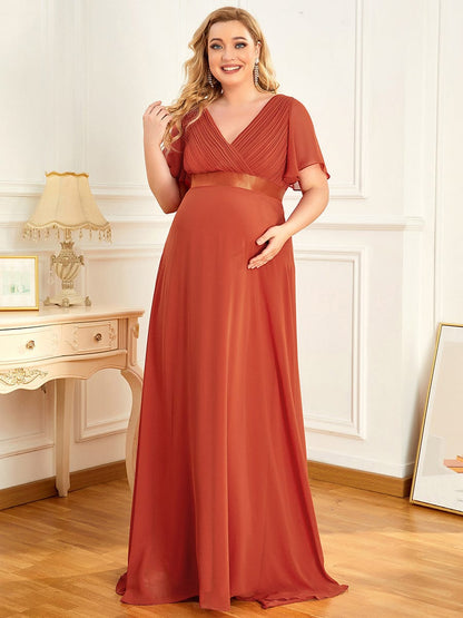 Adorable Deep V-neck Wholesale Maternity Dress for Plus Size Women