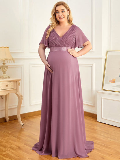 Adorable Deep V-neck Wholesale Maternity Dress for Plus Size Women